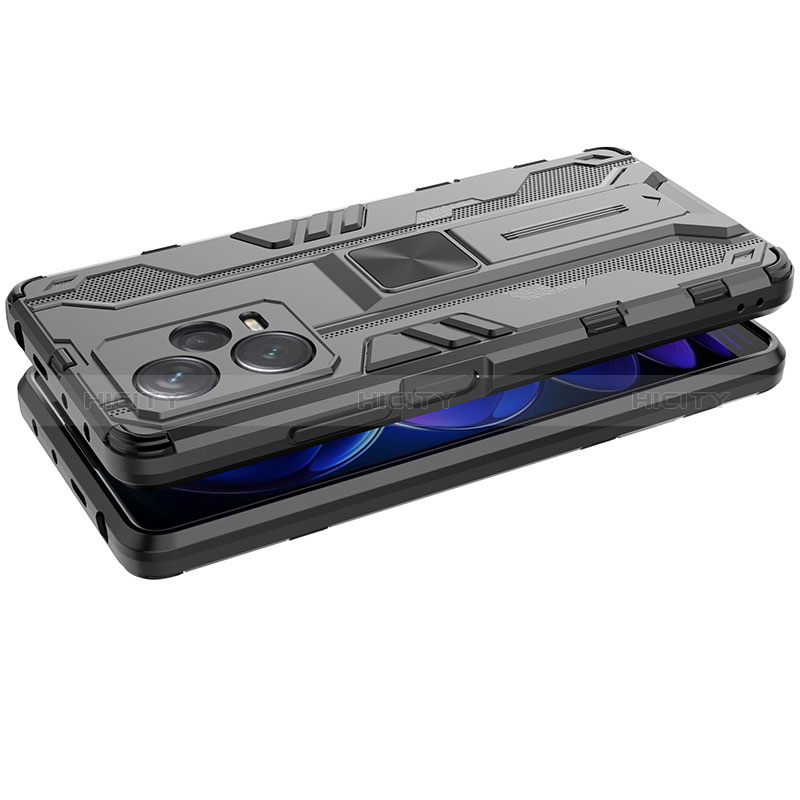 Funda Bumper Silicona y Plastico Mate Carcasa con Magnetico Soporte KC1 para Xiaomi Redmi Note 12 Pro+ Plus 5G