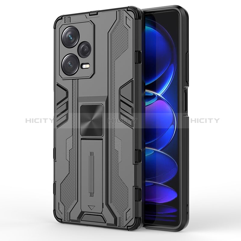 Funda Bumper Silicona y Plastico Mate Carcasa con Magnetico Soporte KC1 para Xiaomi Redmi Note 12 Pro+ Plus 5G