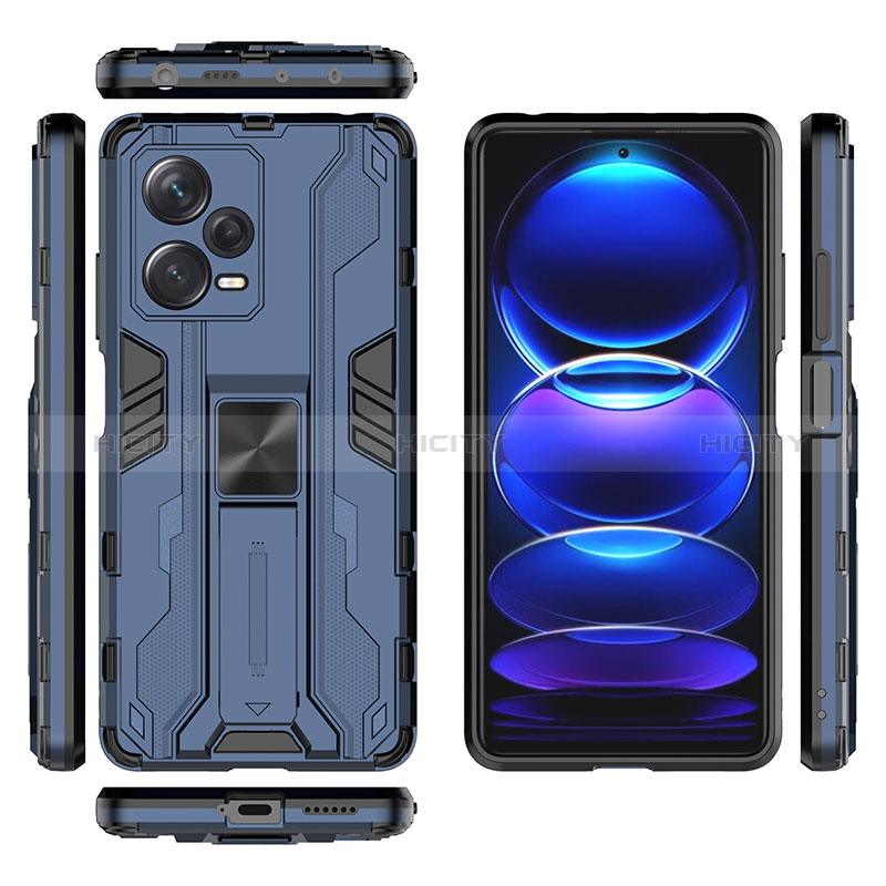 Funda Bumper Silicona y Plastico Mate Carcasa con Magnetico Soporte KC1 para Xiaomi Redmi Note 12 Pro+ Plus 5G