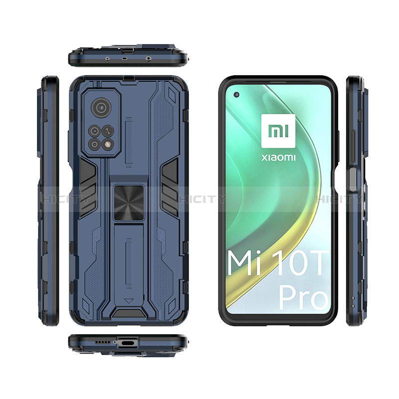 Funda Bumper Silicona y Plastico Mate Carcasa con Magnetico Soporte KC2 para Xiaomi Mi 10T Pro 5G