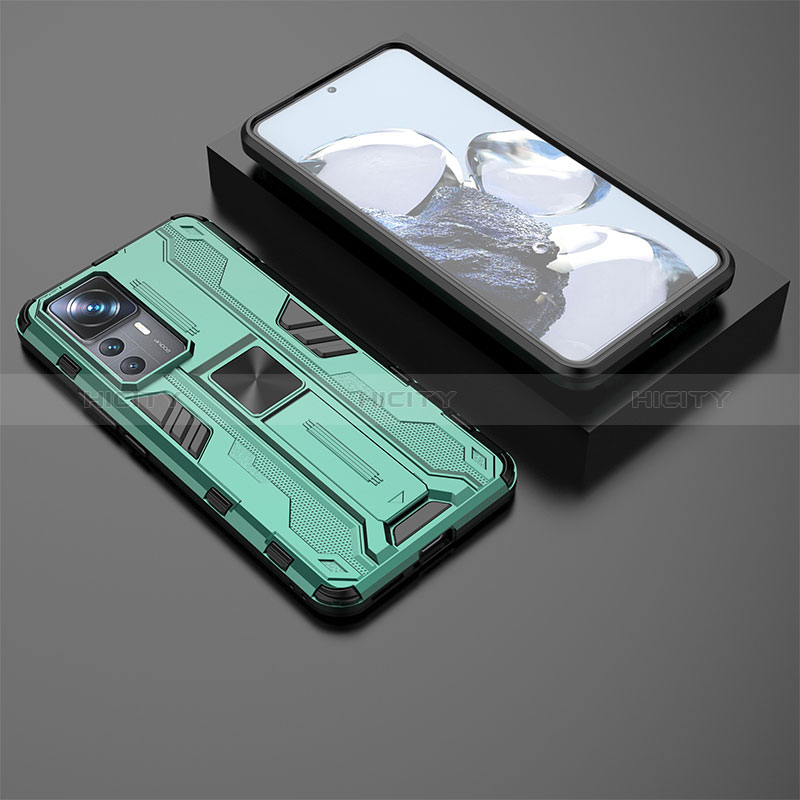 Funda Bumper Silicona y Plastico Mate Carcasa con Magnetico Soporte KC2 para Xiaomi Mi 12T 5G