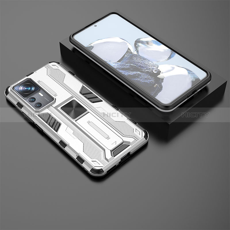Funda Bumper Silicona y Plastico Mate Carcasa con Magnetico Soporte KC2 para Xiaomi Mi 12T Pro 5G