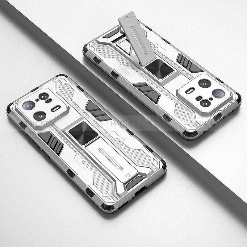 Funda Bumper Silicona y Plastico Mate Carcasa con Magnetico Soporte KC2 para Xiaomi Mi 13 Pro 5G