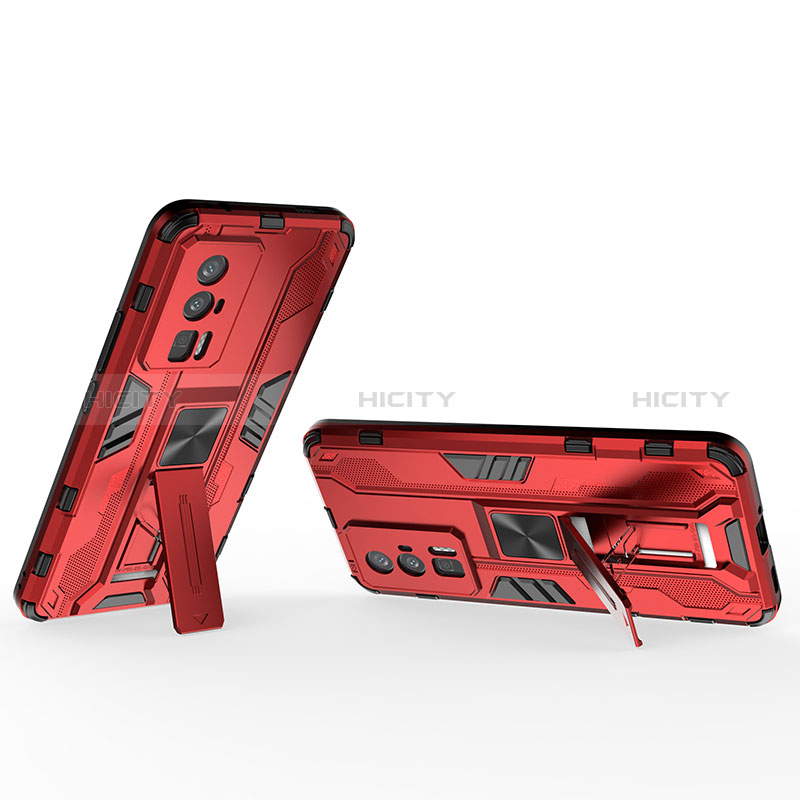 Funda Bumper Silicona y Plastico Mate Carcasa con Magnetico Soporte KC2 para Xiaomi Poco F5 Pro 5G