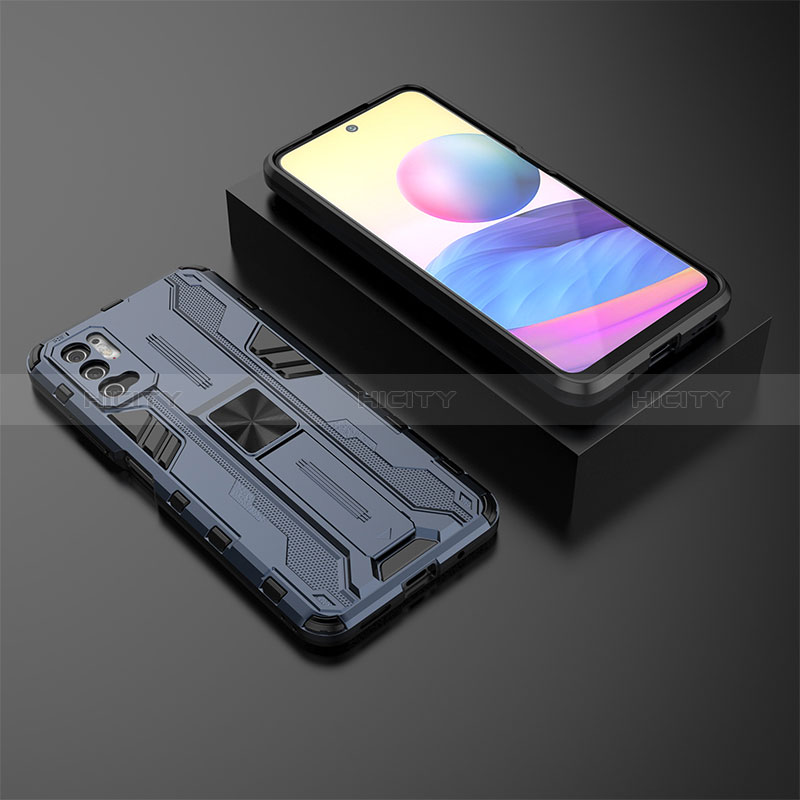 Funda Bumper Silicona y Plastico Mate Carcasa con Magnetico Soporte KC2 para Xiaomi POCO M3 Pro 5G