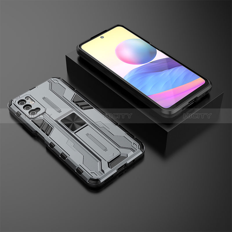 Funda Bumper Silicona y Plastico Mate Carcasa con Magnetico Soporte KC2 para Xiaomi POCO M3 Pro 5G