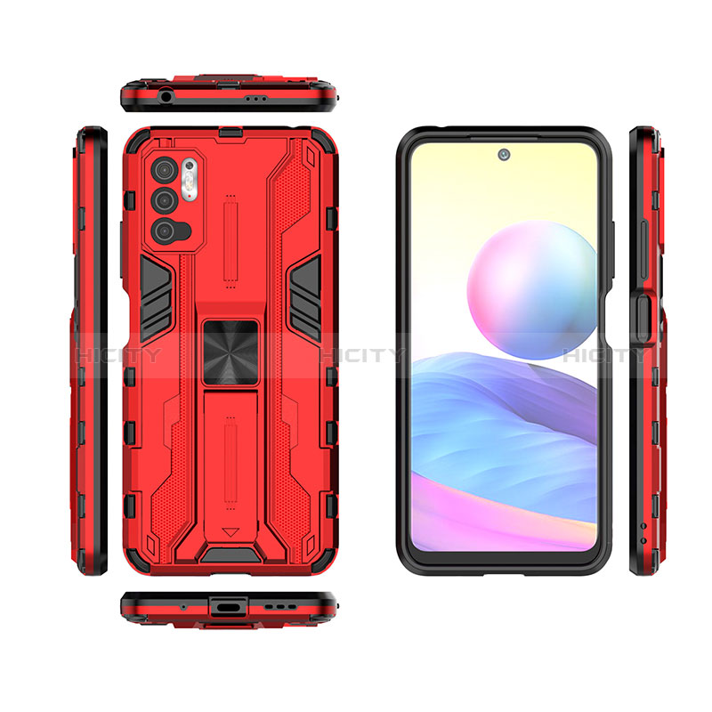 Funda Bumper Silicona y Plastico Mate Carcasa con Magnetico Soporte KC2 para Xiaomi POCO M3 Pro 5G