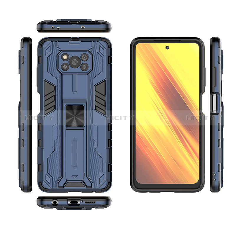 Funda Bumper Silicona y Plastico Mate Carcasa con Magnetico Soporte KC2 para Xiaomi Poco X3 Pro