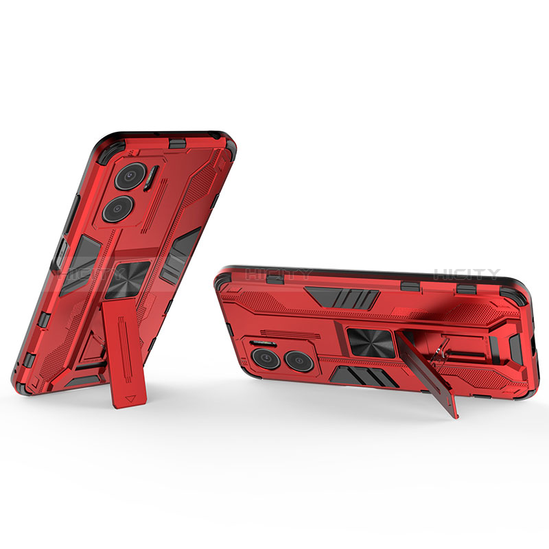 Funda Bumper Silicona y Plastico Mate Carcasa con Magnetico Soporte KC2 para Xiaomi Redmi 10 5G