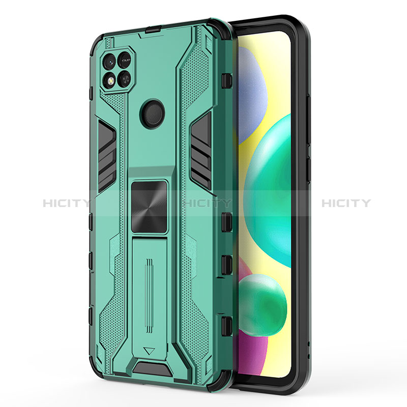 Funda Bumper Silicona y Plastico Mate Carcasa con Magnetico Soporte KC2 para Xiaomi Redmi 9 India