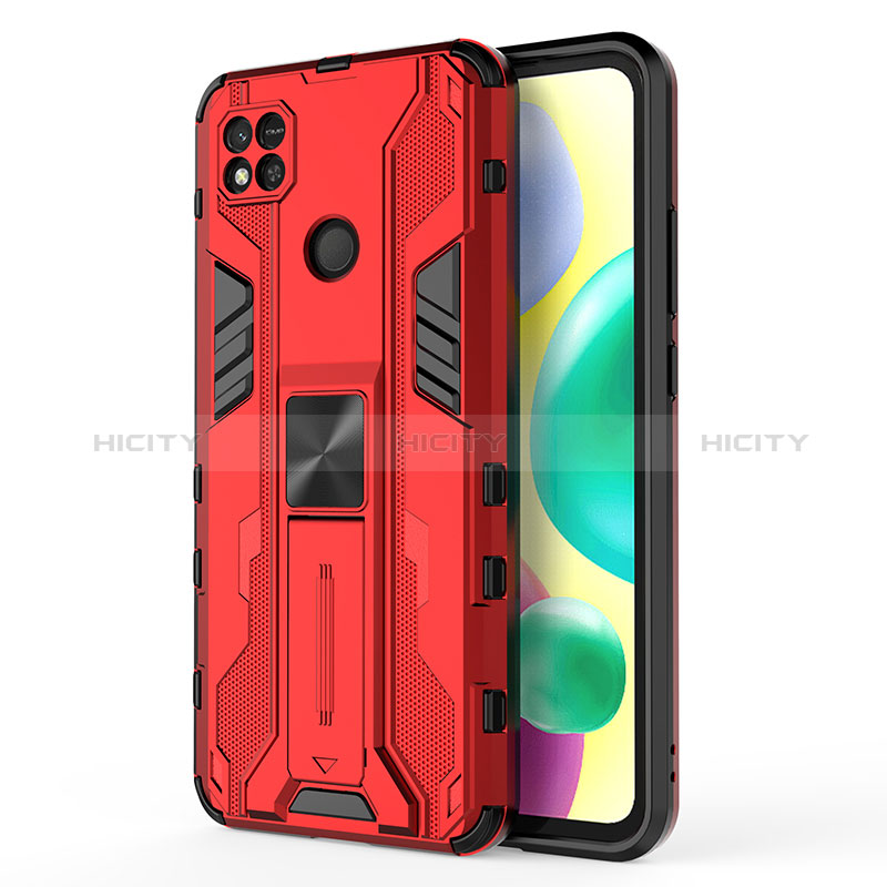 Funda Bumper Silicona y Plastico Mate Carcasa con Magnetico Soporte KC2 para Xiaomi Redmi 9 India