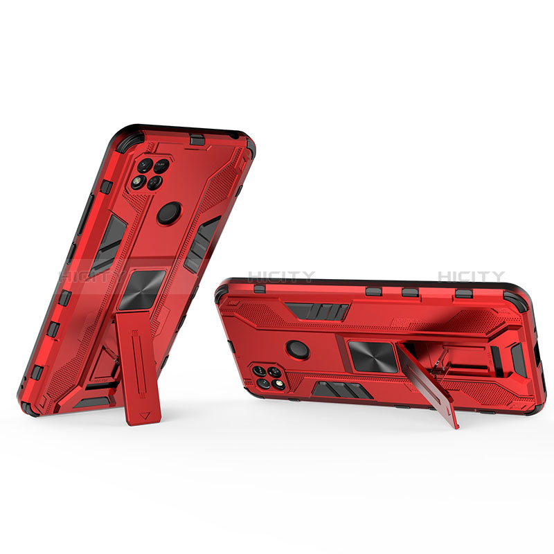 Funda Bumper Silicona y Plastico Mate Carcasa con Magnetico Soporte KC2 para Xiaomi Redmi 9C NFC
