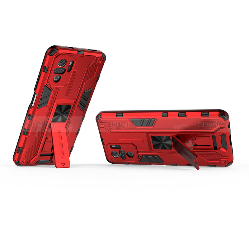 Funda Bumper Silicona y Plastico Mate Carcasa con Magnetico Soporte KC2 para Xiaomi Redmi Note 10 4G