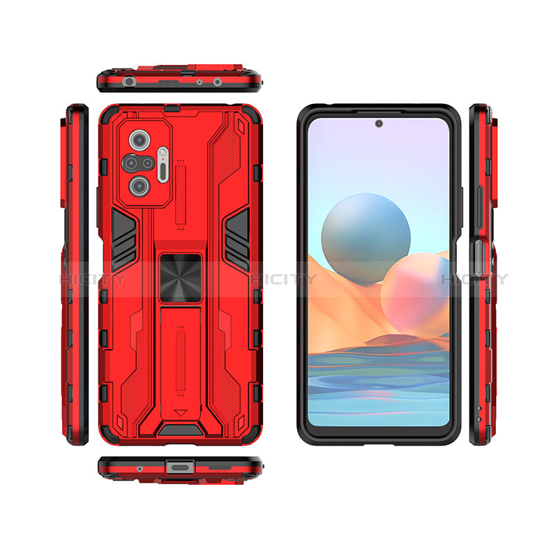 Funda Bumper Silicona y Plastico Mate Carcasa con Magnetico Soporte KC2 para Xiaomi Redmi Note 10 Pro Max