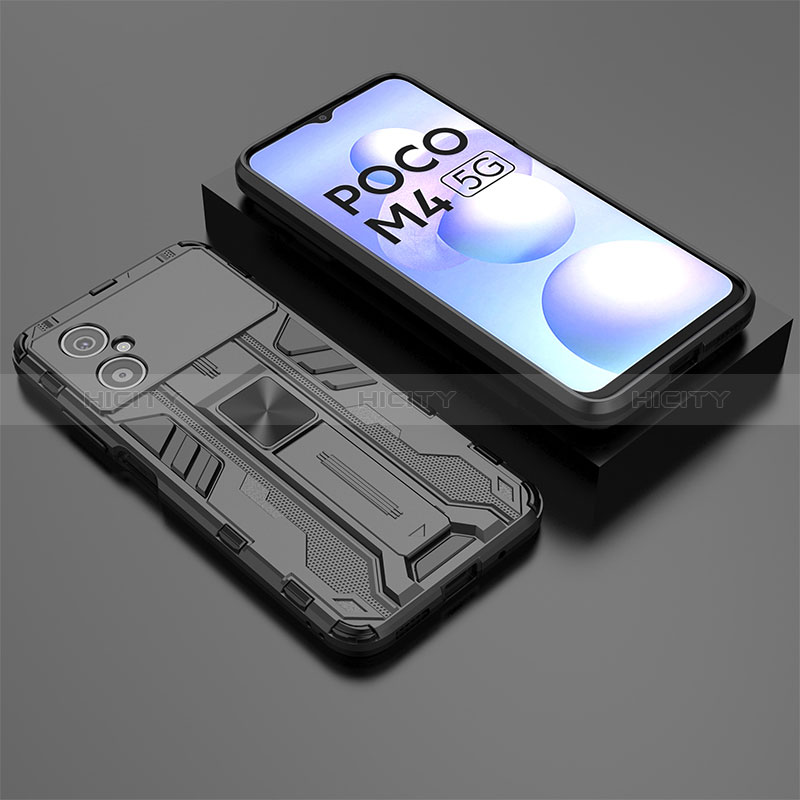 Funda Bumper Silicona y Plastico Mate Carcasa con Magnetico Soporte KC2 para Xiaomi Redmi Note 11R 5G