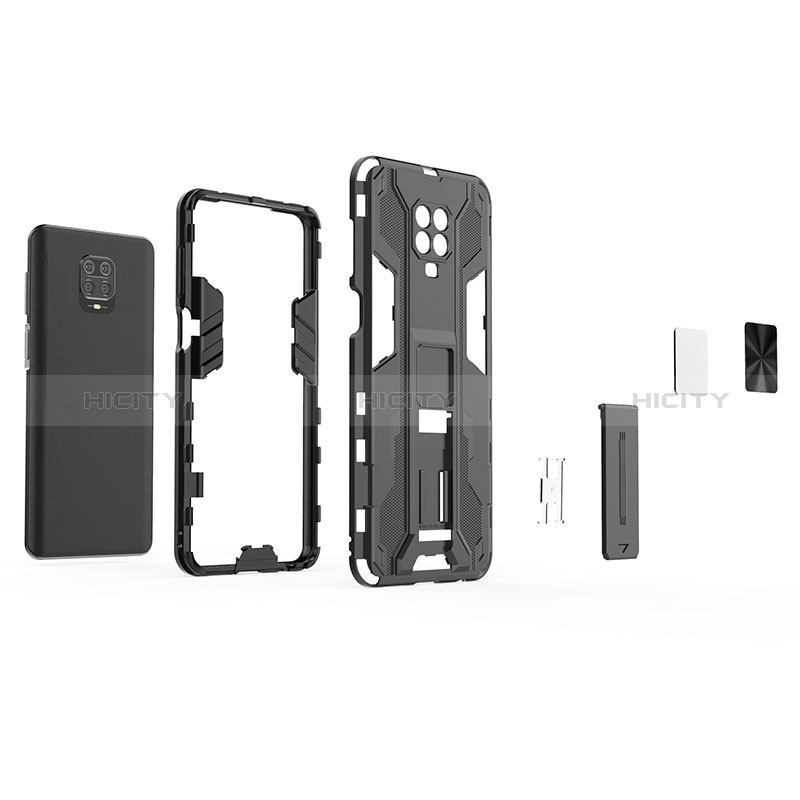 Funda Bumper Silicona y Plastico Mate Carcasa con Magnetico Soporte KC2 para Xiaomi Redmi Note 9 Pro