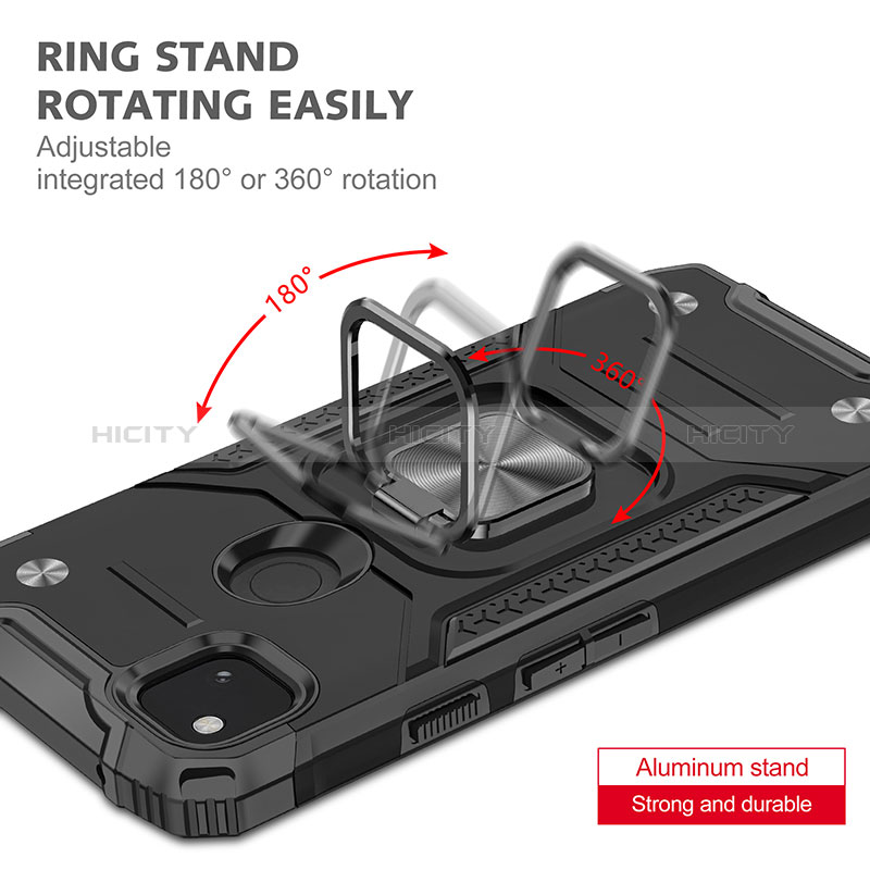 Funda Bumper Silicona y Plastico Mate Carcasa con Magnetico Soporte MQ1 para Google Pixel 4a