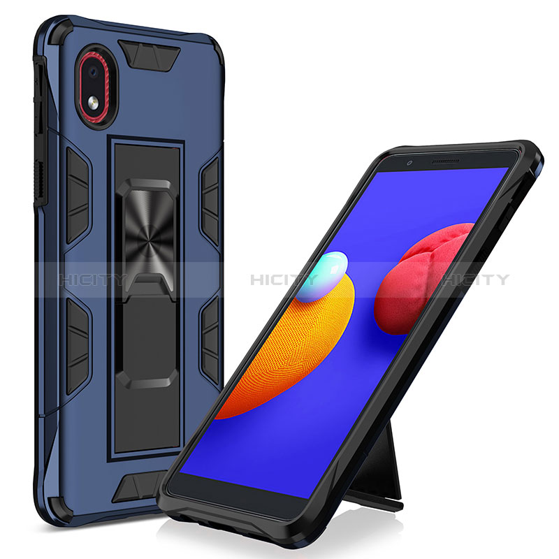 Funda Bumper Silicona y Plastico Mate Carcasa con Magnetico Soporte MQ1 para Samsung Galaxy A01 Core