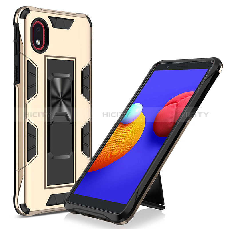 Funda Bumper Silicona y Plastico Mate Carcasa con Magnetico Soporte MQ1 para Samsung Galaxy A01 Core