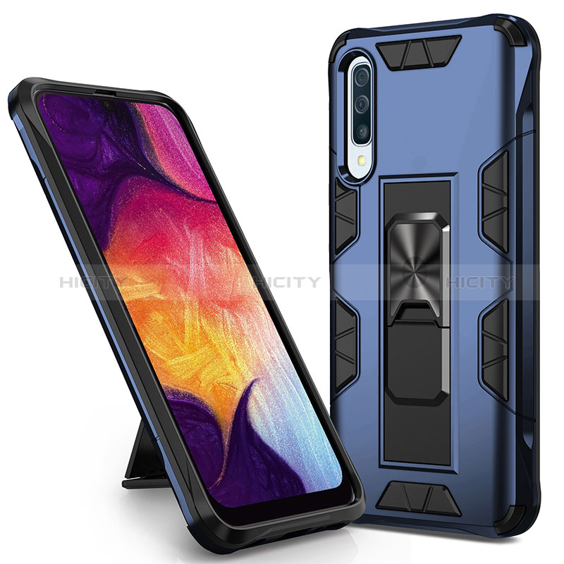 Funda Bumper Silicona y Plastico Mate Carcasa con Magnetico Soporte MQ1 para Samsung Galaxy A50S