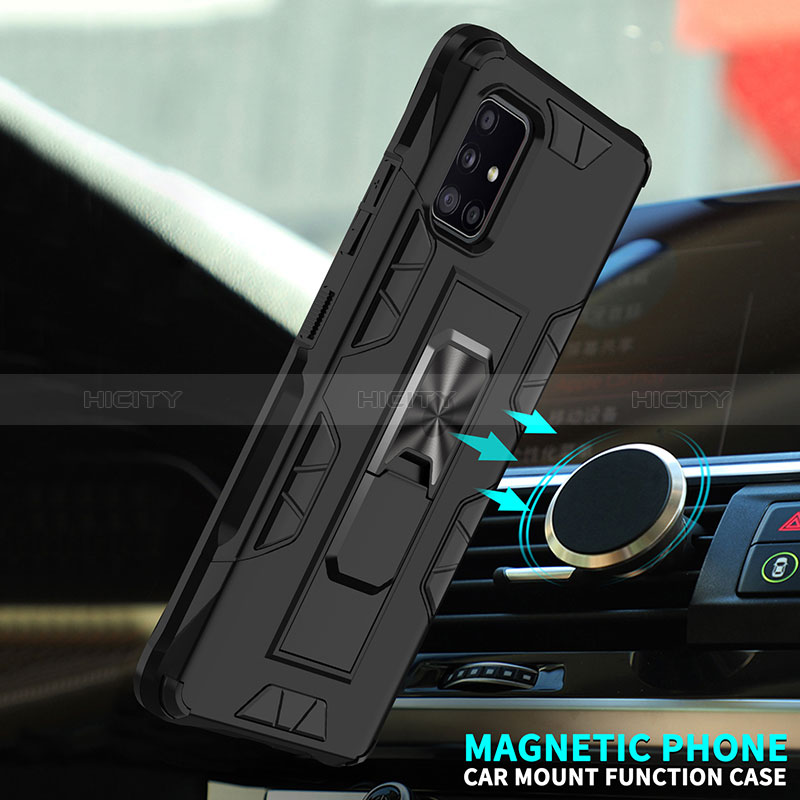 Funda Bumper Silicona y Plastico Mate Carcasa con Magnetico Soporte MQ1 para Samsung Galaxy A71 4G A715