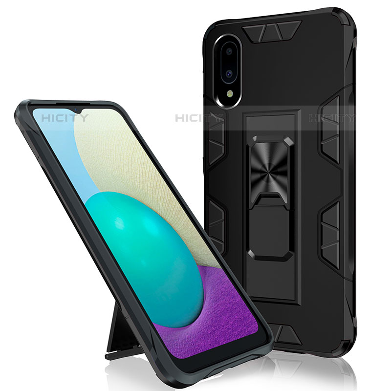 Funda Bumper Silicona y Plastico Mate Carcasa con Magnetico Soporte MQ1 para Samsung Galaxy M02