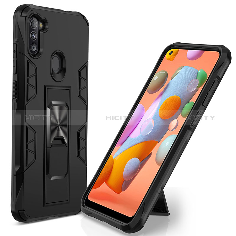 Funda Bumper Silicona y Plastico Mate Carcasa con Magnetico Soporte MQ1 para Samsung Galaxy M11