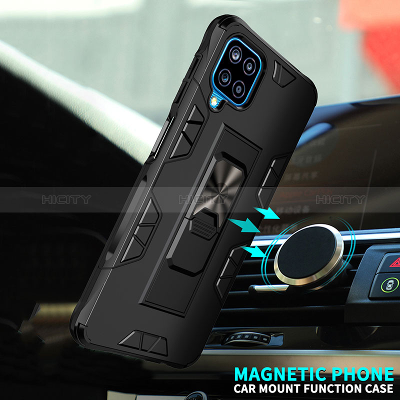 Funda Bumper Silicona y Plastico Mate Carcasa con Magnetico Soporte MQ1 para Samsung Galaxy M12