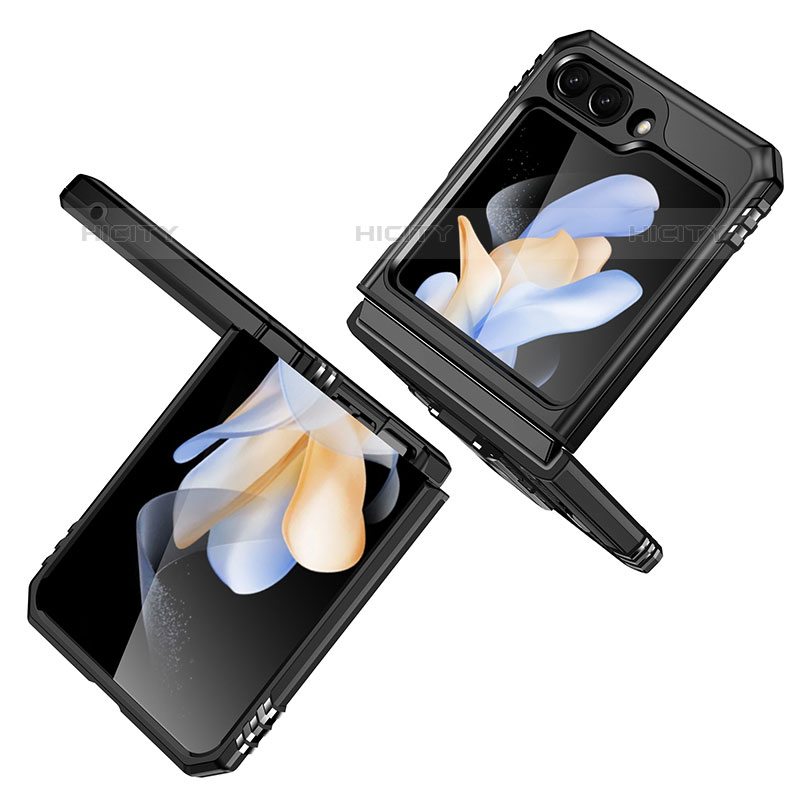 Funda Bumper Silicona y Plastico Mate Carcasa con Magnetico Soporte MQ1 para Samsung Galaxy Z Flip5 5G