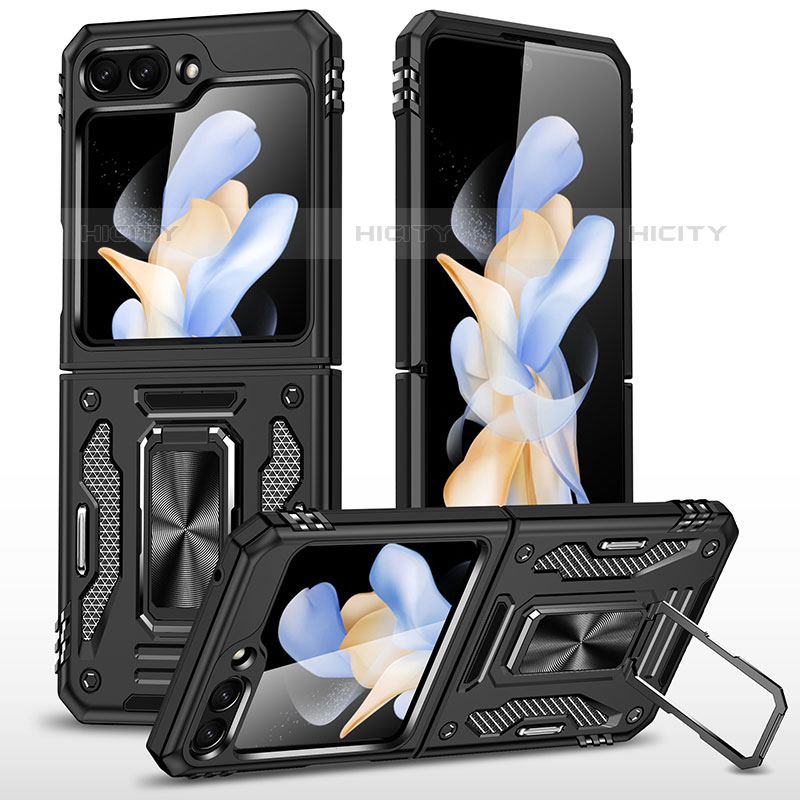 Funda Bumper Silicona y Plastico Mate Carcasa con Magnetico Soporte MQ1 para Samsung Galaxy Z Flip5 5G