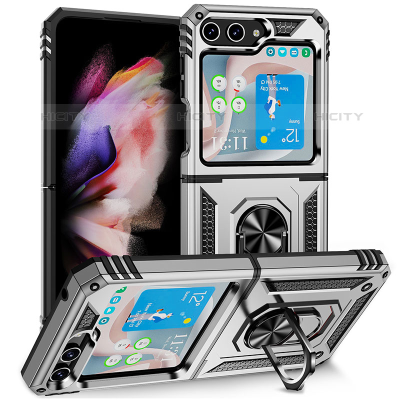 Funda Bumper Silicona y Plastico Mate Carcasa con Magnetico Soporte MQ2 para Samsung Galaxy Z Flip5 5G
