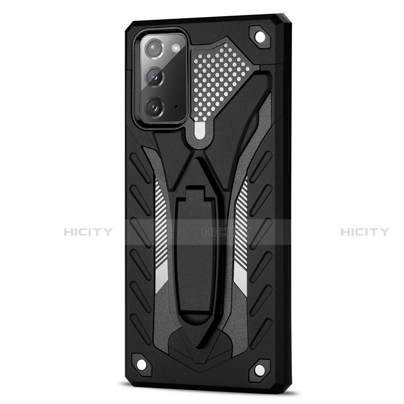 Funda Bumper Silicona y Plastico Mate Carcasa con Magnetico Soporte N03 para Samsung Galaxy Note 20 5G Negro