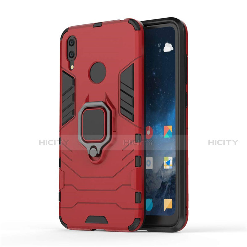 Funda Bumper Silicona y Plastico Mate Carcasa con Magnetico Soporte para Huawei Enjoy 9 Rojo