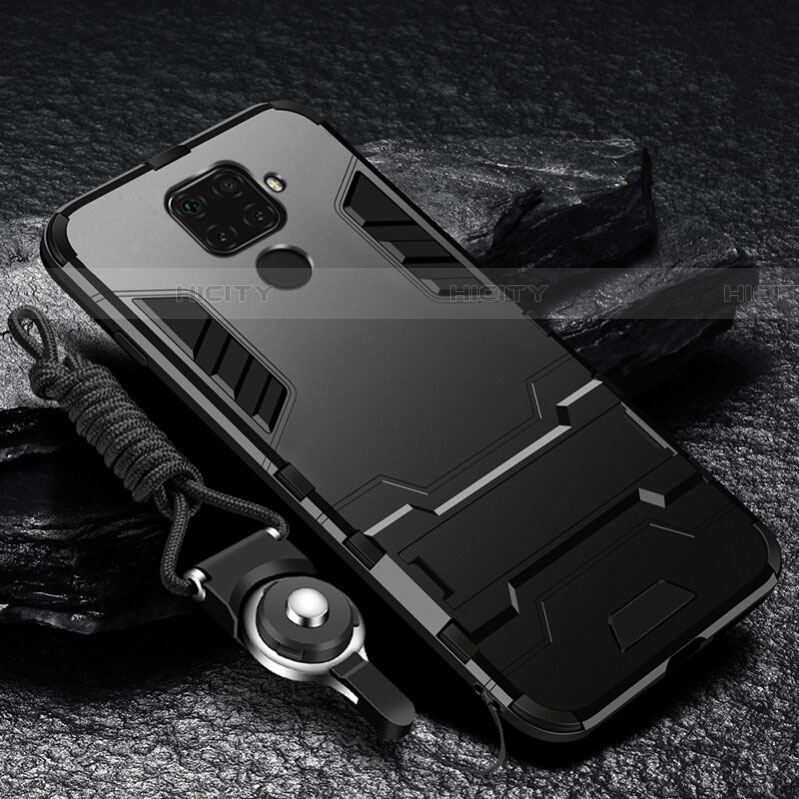 Funda Bumper Silicona y Plastico Mate Carcasa con Magnetico Soporte para Huawei Nova 5z Negro