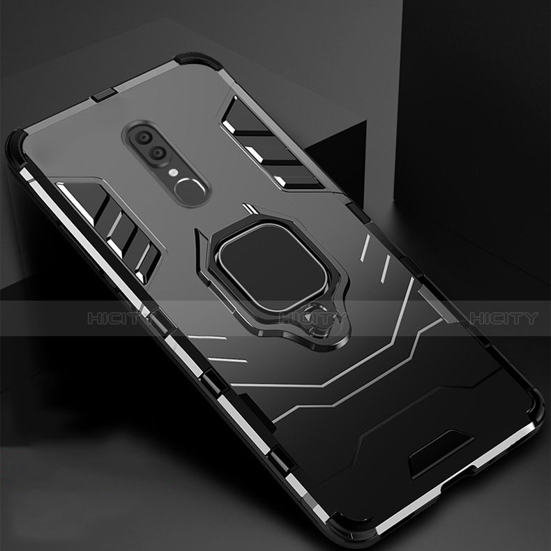 Funda Bumper Silicona y Plastico Mate Carcasa con Magnetico Soporte para Oppo A9X Negro