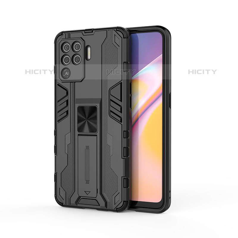 Funda Bumper Silicona y Plastico Mate Carcasa con Magnetico Soporte para Oppo F19 Pro