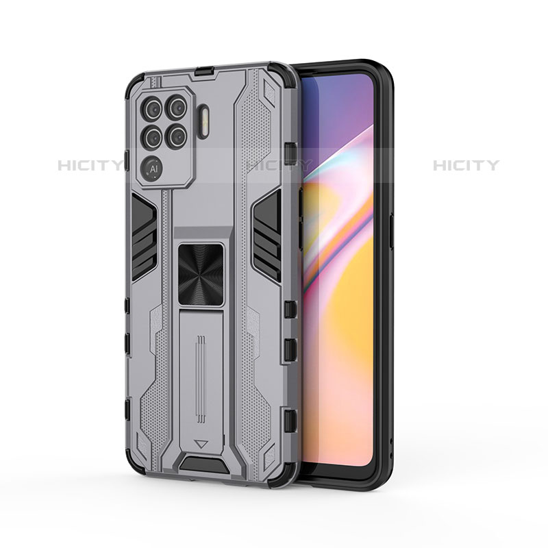 Funda Bumper Silicona y Plastico Mate Carcasa con Magnetico Soporte para Oppo F19 Pro