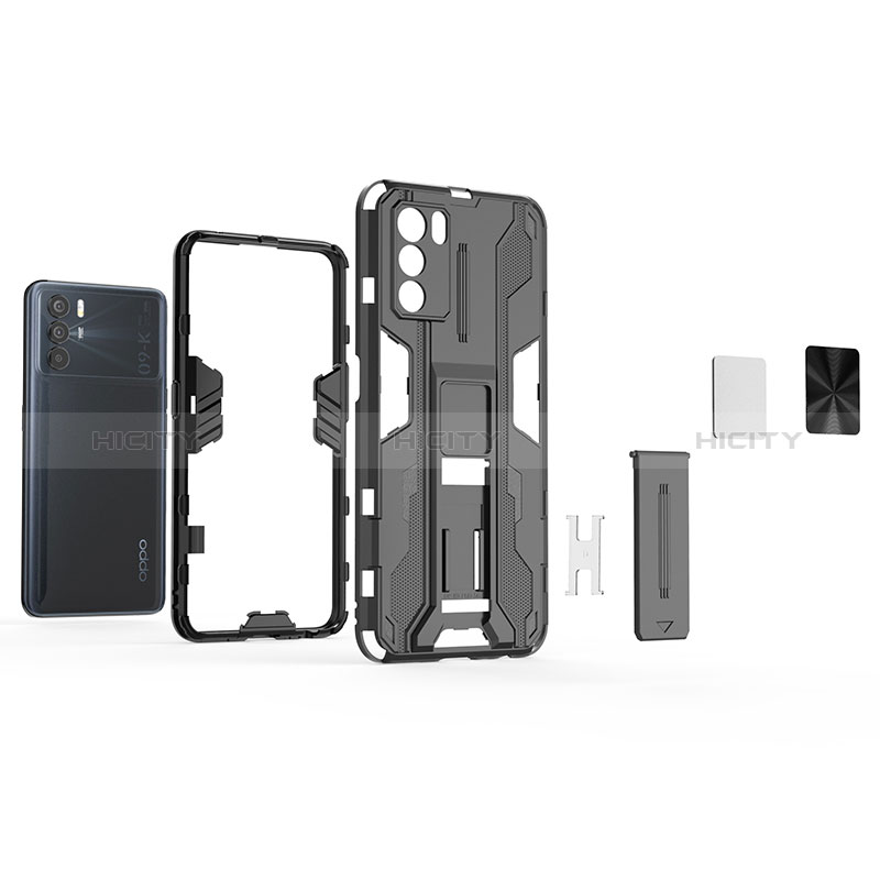 Funda Bumper Silicona y Plastico Mate Carcasa con Magnetico Soporte para Oppo K9 Pro 5G