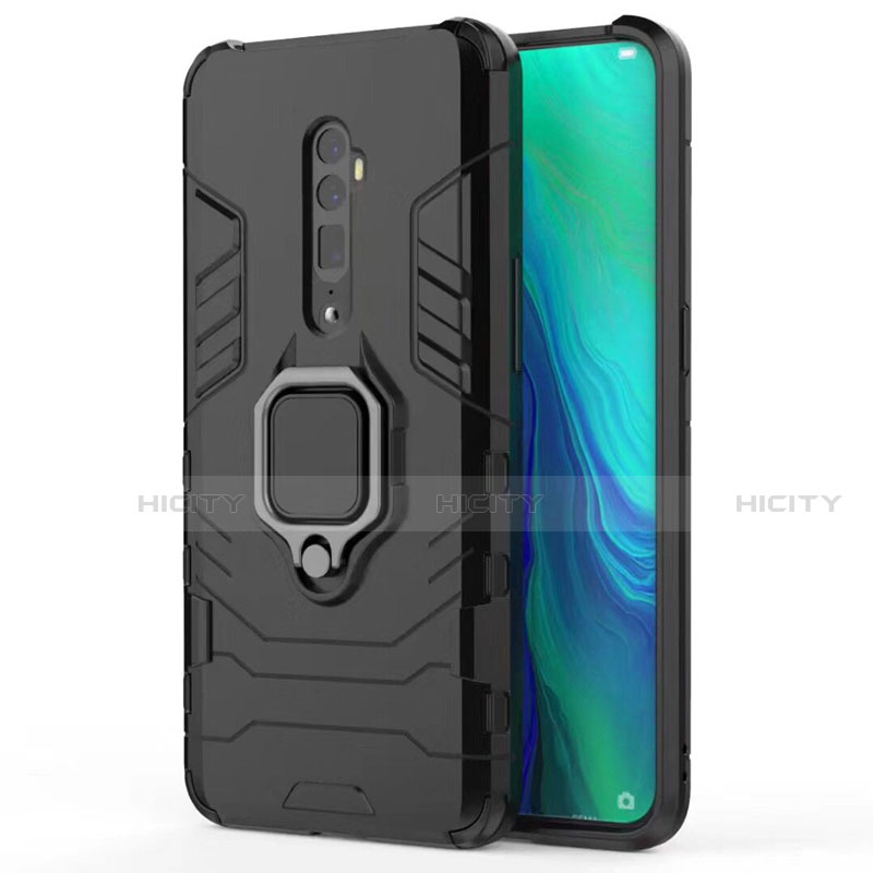 Funda Bumper Silicona y Plastico Mate Carcasa con Magnetico Soporte para Oppo Reno 10X Zoom Negro