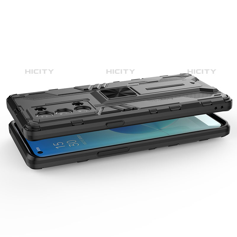 Funda Bumper Silicona y Plastico Mate Carcasa con Magnetico Soporte para Oppo Reno6 Pro 5G