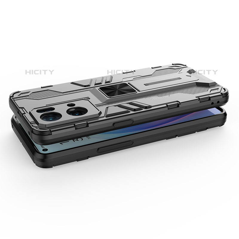 Funda Bumper Silicona y Plastico Mate Carcasa con Magnetico Soporte para Oppo Reno7 Pro 5G