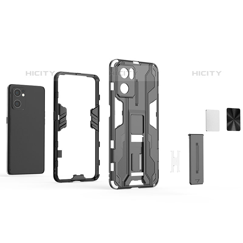 Funda Bumper Silicona y Plastico Mate Carcasa con Magnetico Soporte para Oppo Reno7 SE 5G