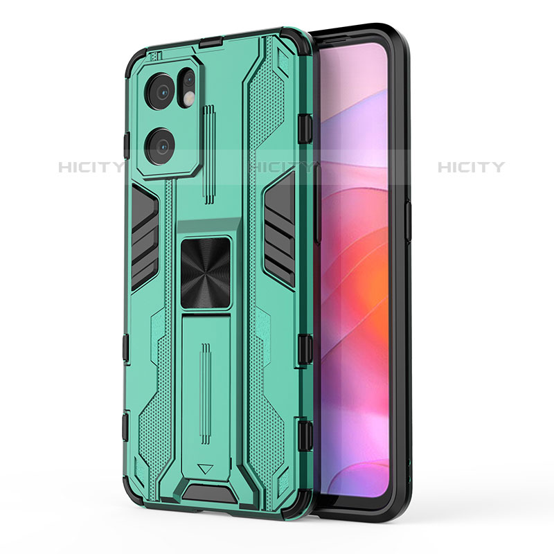 Funda Bumper Silicona y Plastico Mate Carcasa con Magnetico Soporte para Oppo Reno7 SE 5G