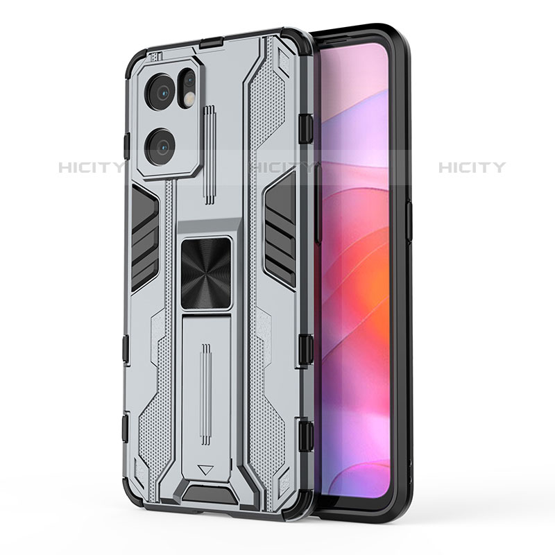 Funda Bumper Silicona y Plastico Mate Carcasa con Magnetico Soporte para Oppo Reno7 SE 5G