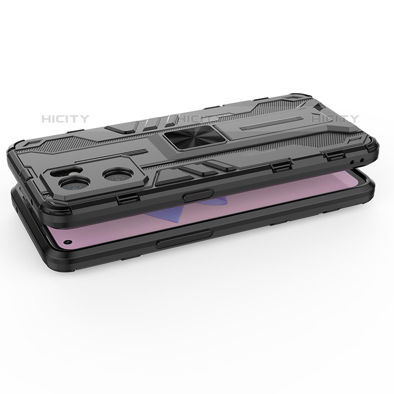 Funda Bumper Silicona y Plastico Mate Carcasa con Magnetico Soporte para Oppo Reno7 SE 5G