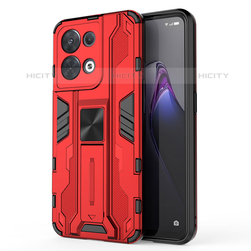 Funda Bumper Silicona y Plastico Mate Carcasa con Magnetico Soporte para Oppo Reno8 5G