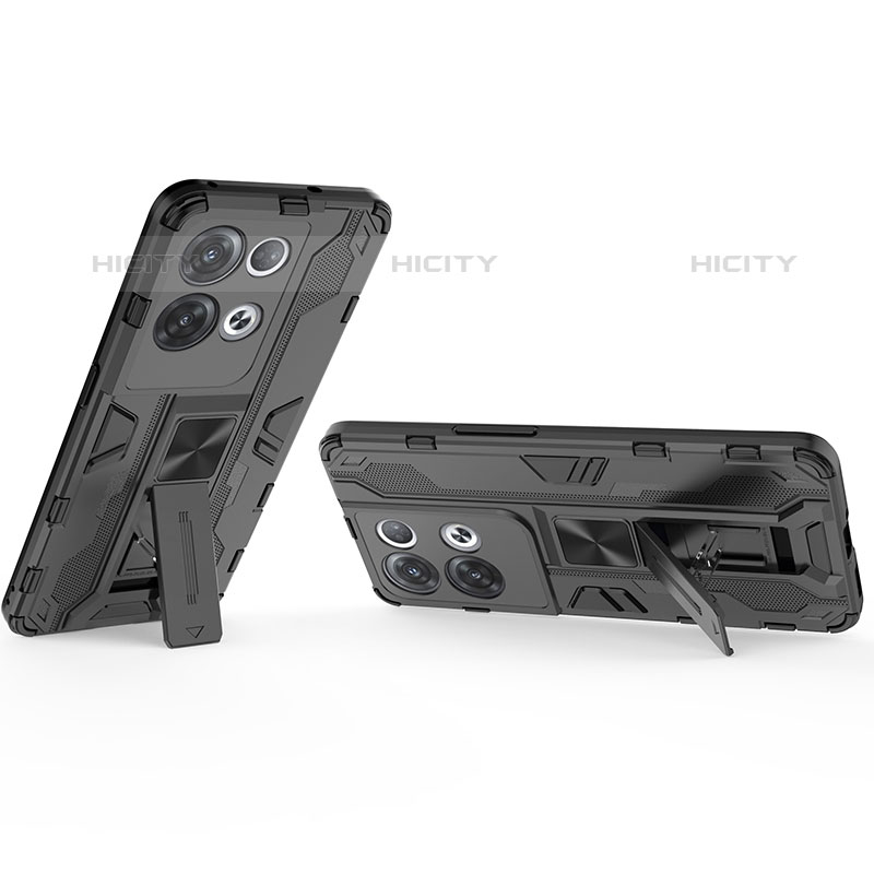 Funda Bumper Silicona y Plastico Mate Carcasa con Magnetico Soporte para Oppo Reno8 Pro 5G