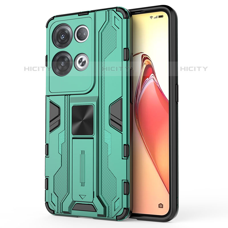 Funda Bumper Silicona y Plastico Mate Carcasa con Magnetico Soporte para Oppo Reno8 Pro+ Plus 5G