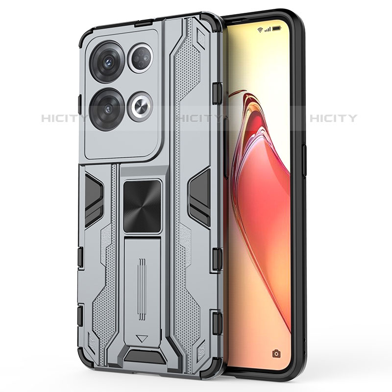 Funda Bumper Silicona y Plastico Mate Carcasa con Magnetico Soporte para Oppo Reno8 Pro+ Plus 5G