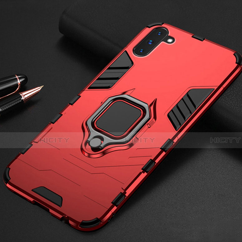 Funda Bumper Silicona y Plastico Mate Carcasa con Magnetico Soporte para Samsung Galaxy Note 10 5G Rojo